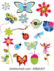 Colorful set of spring illustrations