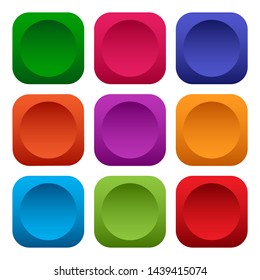 Colorful set of square push buttons. Vector illustration