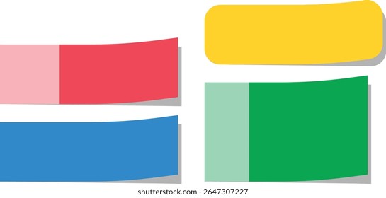 Un colorido conjunto de notas adhesivas en un estilo de ilustración plana. Perfecto para organización de oficinas, recordatorios, herramientas de planificación, diseño de presentaciones o materiales educativos.