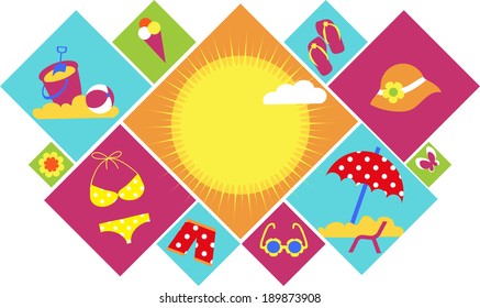 colorful set of summer icons