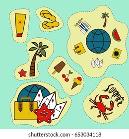 colorful set of summertime stickers.
