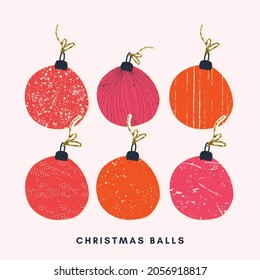 Colorful set of tree balls. Vector illustration for Christmas and New Year design. 