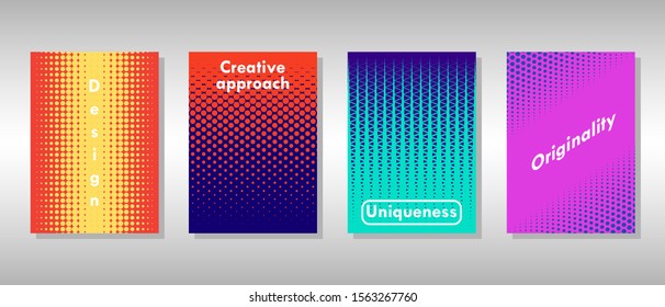 Colorful set of unique halftone covers for your projects. Vector illustration.