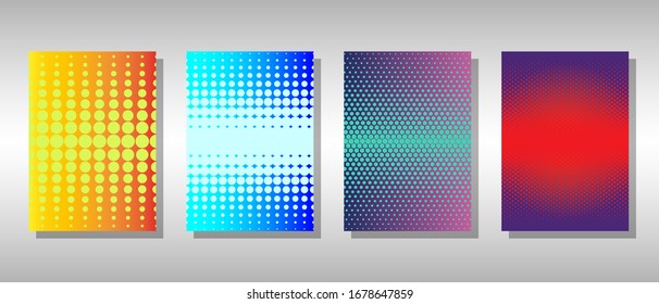 Colorful set of unique halftone covers for your projects. Vector illustration.
