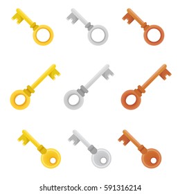 Colorful set of vector keys icons. Bright and stylish elements for your design.
