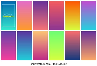 Colorful set of vibrant gradients vector Free Vector