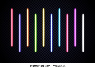 Colorful set of vivid laser rays. Vector illustration