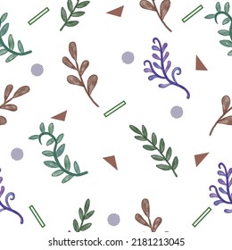 Colorful Set of Watercolor Leaf Leaves Flower Botanical Natural Random Colorful Object Illustration White Background.