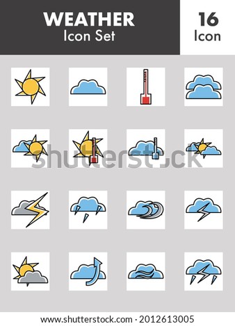 Colorful Set Of Weather Icon In Flat Style.