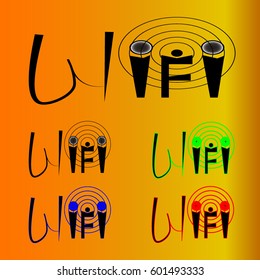 Colorful Set of wireless(wifi) icons - vector illustration