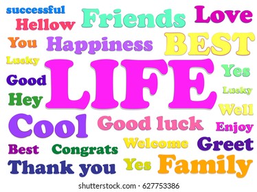 Colorful Set of words for background
