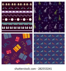 colorful set of xmas patterns 