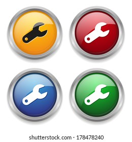Colorful settings button with metallic border