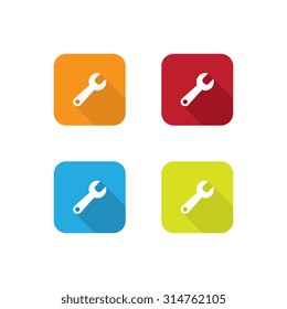 Colorful Settings or Repair Icons With Long Shadow