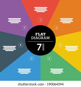 Colorful seven sided full background stripe puzzle presentation diagram infographic template with explanatory text field