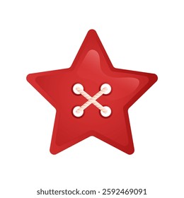 Colorful sewing button for clothing in the shape of star. Vector illustration in cartoon style.