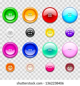 Colorful sewing buttons icons detailed photo realistic vector set