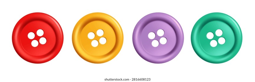 Colorful sewing buttons isolated collection vector