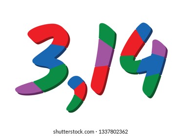 colorful and shaded pi number