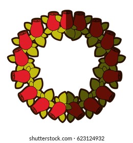 colorful shading silhouette crown drawing red rosebuds with leaves vector illustration
