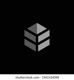 colorful shadow simple building 3d flat geometry logo vector