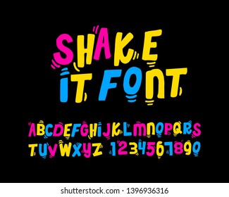 Colorful shake it off font set design