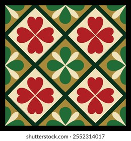 Colorful Shamrocks and Four-Leaf Clover Pattern Perfect for Saint Patrick's Day Celebrations and Festive Décor