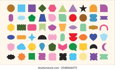 Colorful shape collection. Geometric collage shapes. Vector.