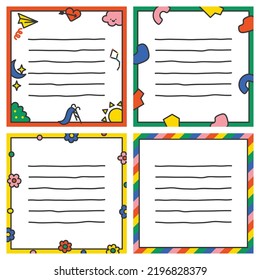colorful shape geometric doodle line border frame template