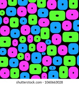 Colorful shape pattern on the black background. Vector illusctration.