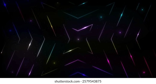Colorful shape patterns creating a vibrant cosmic background in a dark space design, outer space concept 