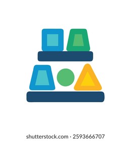 Colorful shape sorter icon designed for kids.