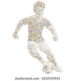Colorful shape that forms A soccer football player is kicking the ball