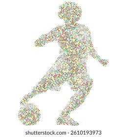 Colorful shape that forms A soccer football player is kicking the ball
