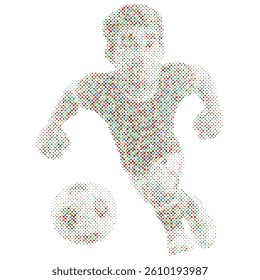 Colorful shape that forms A soccer football player is kicking the ball