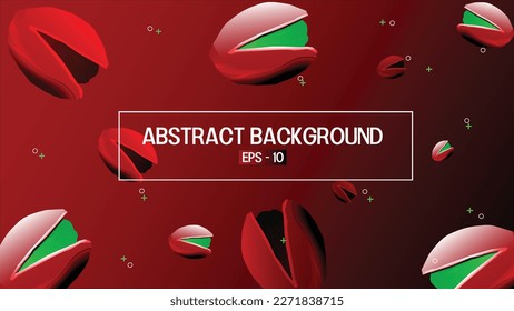 Farbige Formen. Abstrakter Hintergrund mit Farbverlauf. 3D-Komposition mit Pistachio Peanut. EPS-10 Vektorgrafik. Erdnussmuster mit Farbelement für Deckblatt, Banner, Poster, Visitenkarte