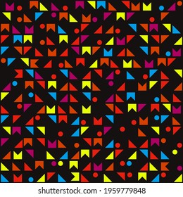 Colorful shapes and black background. Vector same abstract flags and circles.