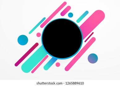 Colorful shapes with black round banner - Vector