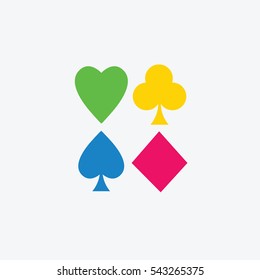 a colorful shapes of cards illustration isolated in a white background