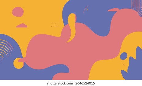 Colorful shapes create playful forms in abstract composition background art