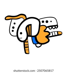 colorful shapes and doodle objects, .Abstract modern contemporary trendy illustration.