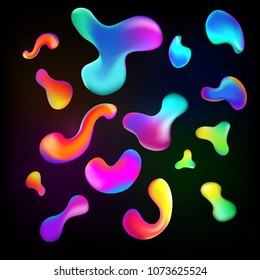 Colorful shapes. Liquid multi-colored bubbles. Abstract background. Lava lamp pattern. Vector illustration.