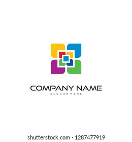 colorful shapes logo design vector