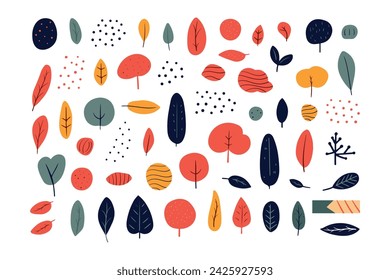 Colorful shapes and organic elements in hand drawn abstract vector illustration