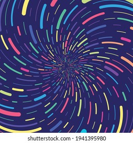 Colorful shapes spread out in circles
