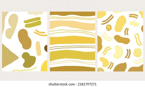 Colorful shapes and strips patterns set for web banner, business presentation, branding package, fabric print, wallpaper, social media post, templates, doodle, notes, book covers, wall decor