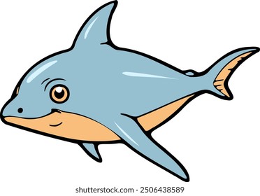 Colorful shark cartoon with friendly smile