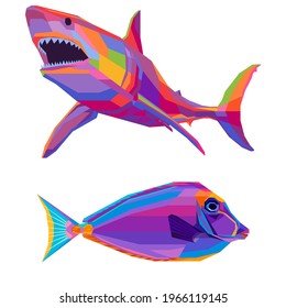 Colorful Shark Fish Vector Wpap Pop Stock Vector (Royalty Free ...