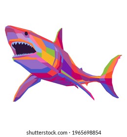 colorful shark geometric vector wpap pop art design