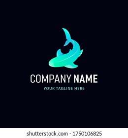 Colorful Shark Logo Design. Gradient Style Animal logo